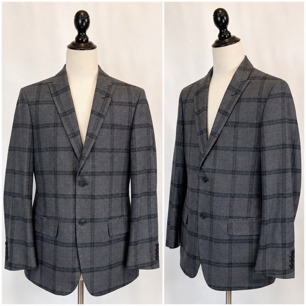 Rosso Milano Men's Blazer Size 40 M Gray Plaid Sport Coat Cotton Viscose